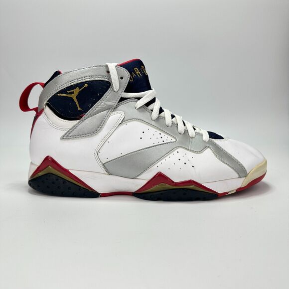 Nike Air Jordan 7 Retro Olympic 2012 White Silver Red Athletic Shoes Men Size 11